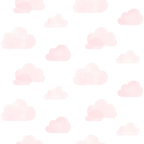 KT-Exclusive Felhő mintás rózsaszín vlies gyerek tapéta Joy White-Rose 52 cm X 10 m