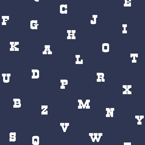 KT-Exclusive Betű mintás sötétkék vlies gyerek tapéta Joy Dark Blue 52 cm X 10 m