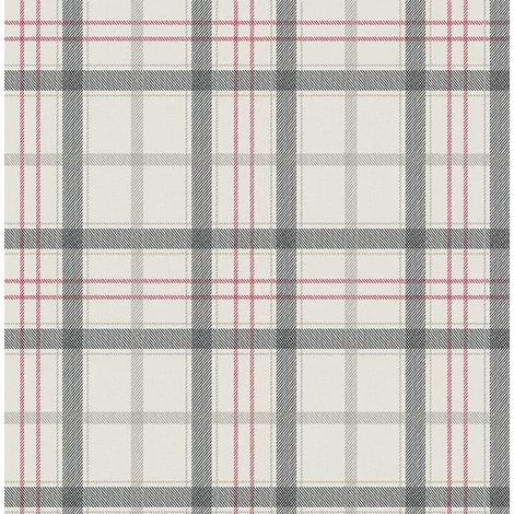 KT-Exclusive Klasszikus kockás szürke-fekete-piros vlies tapéta Sauvage Creme-Black 52 cm X 10 m