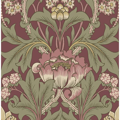 KT-Exclusive Virágmintás klasszikus bordó vlies tapéta British Heritage Bordeaux 52 cm X 10 m