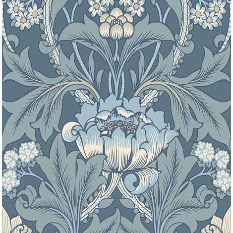 KT-Exclusive Virágmintás klasszikus kék vlies tapéta British Heritage Blue 52 cm X 10 m