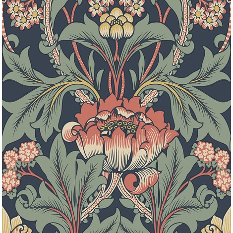 KT-Exclusive Virágmintás klasszikus sötétkék vlies tapéta British Heritage Dark Blue 52 cm X 10 m