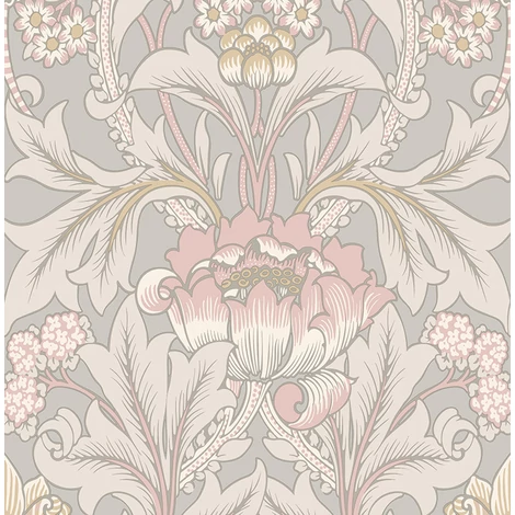 KT-Exclusive Virágmintás klasszikus világosszürke vlies tapéta British Heritage Light Gray 52 cm X 10 m