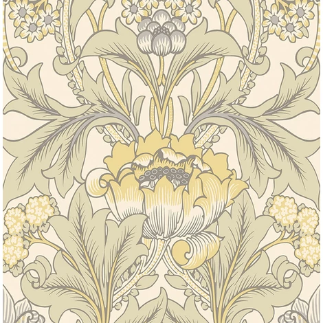 KT-Exclusive Virágmintás klasszikus sárga vlies tapéta British Heritage Ivory 52 cm X 10 m