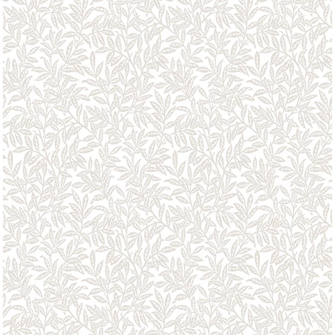 KT-Exclusive Levélmintás modern fehér-bézs vlies tapéta British Heritage White 52 cm X 10 m