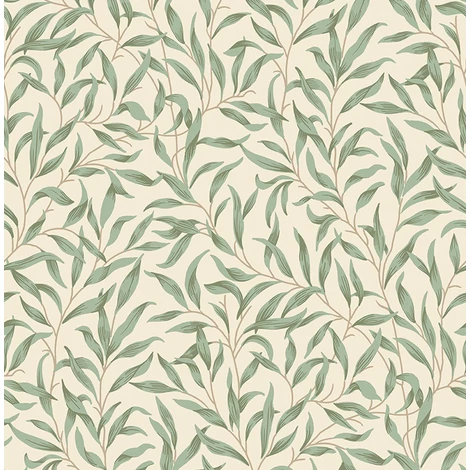 KT-Exclusive Levélmintás modern zöld vlies tapéta British Heritage Cream 52 cm X 10 m