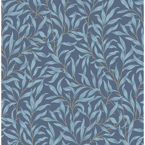 KT-Exclusive Levélmintás modern sötétkék vlies tapéta British Heritage Dark Blue 52 cm X 10 m