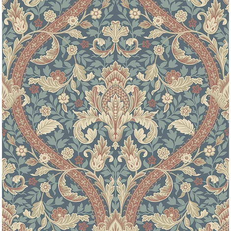 KT-Exclusive Art nouveau stílusú elegáns kék-bézs vlies tapéta British Heritage Blue 52 cm X 10 m