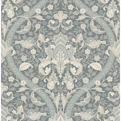 KT-Exclusive Art nouveau stílusú elegáns sötétszürke vlies tapéta British Heritage Dark Gray 52 cm X 10 m