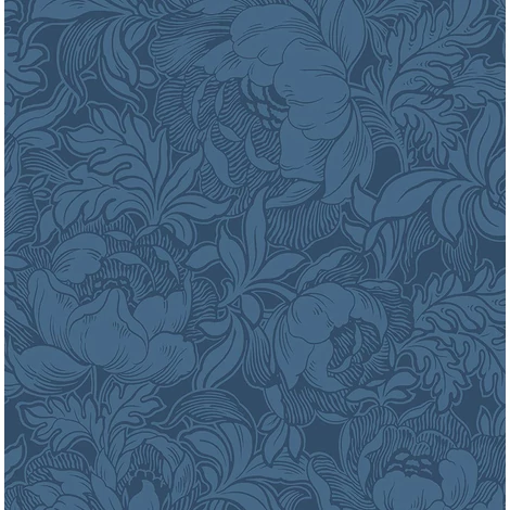 KT-Exclusive Virág mintás sötétkék vlies tapéta British Heritage Dark Blue 52 cm X 10 m