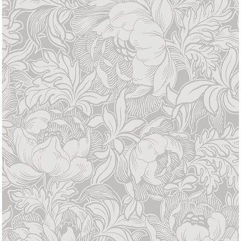 KT-Exclusive Virág mintás szürke vlies tapéta British Heritage Gray 52 cm X 10 m