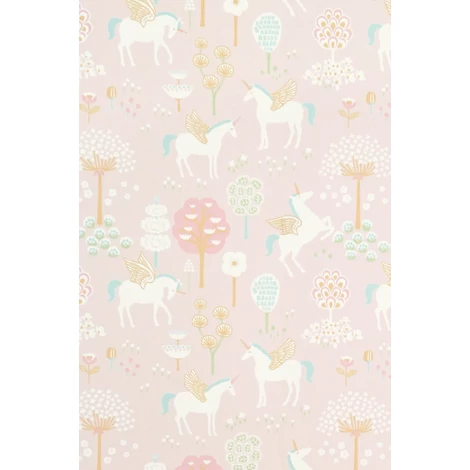Majvillan Vidám unikornosok rózsaszín vlies gyerek tapéta True Unicorns Pink 53 cm X 10 m