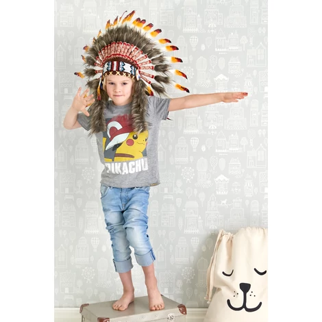 Majvillan Hangulatos kézzel rajzolt kisváros szürke vlies gyermek tapéta Small Town Grey 53 cm X 10 m