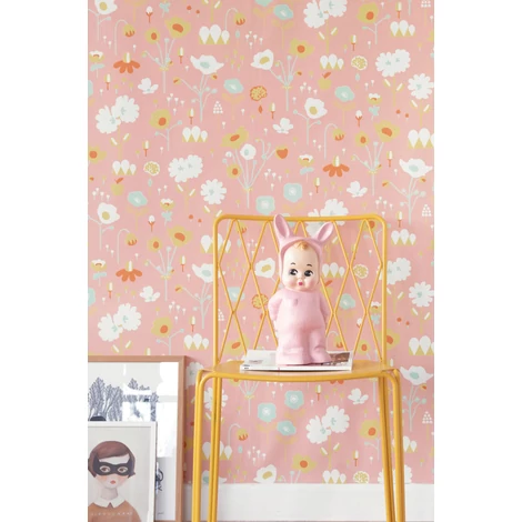 Majvillan Virágos rózsaszín vlies gyerek tapéta Bloom Pink 53 cm X 10 m