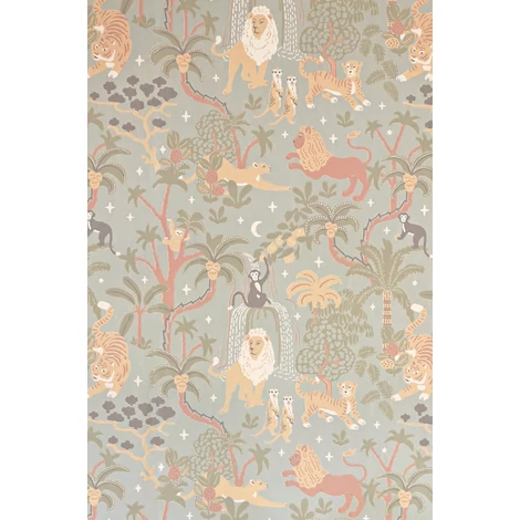 Majvillan Dzsungel minta világító csillagokkal kék vlies gyerek tapéta Jungle Glow Tropical Blue With Glow In The Dark 53 cm X 10 m