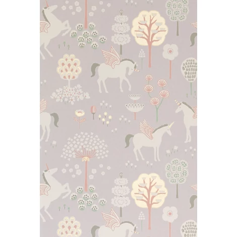 Majvillan Vidám unikornosok lila vlies gyerek tapéta True Unicorns Lilac 53 cm X 10 m