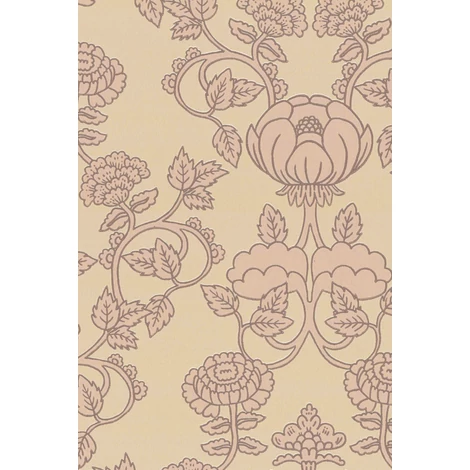 Virágos bézs vlies tapéta púder mintával Majvillan Cheri Spritz Light Amber 53 cm X 10 m