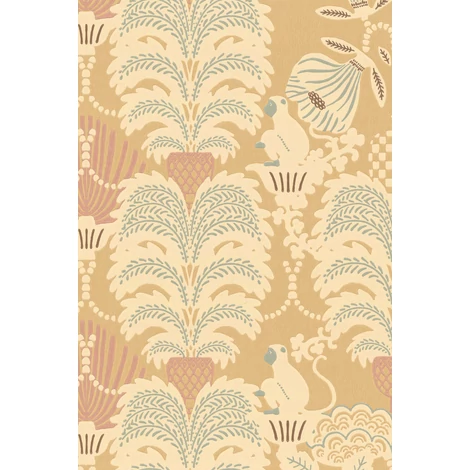 Majvillan Art deco stílusú majom mintás sárga vlies tapéta Hello Monkey Lion Yellow 53 cm X 10 m