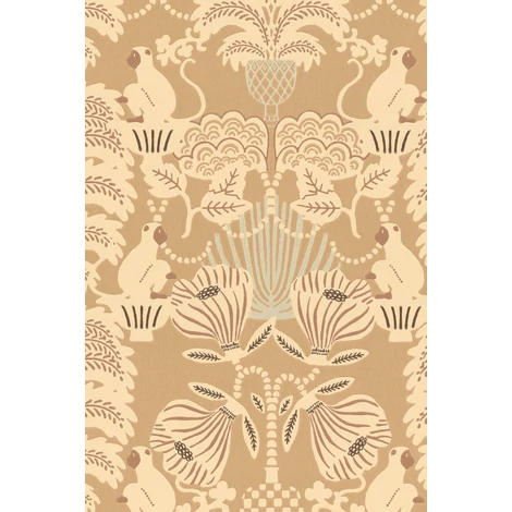 Majvillan Art deco stílusú majom mintás barna vlies tapéta Hello Monkey Camel Brown 53 cm X 10 m