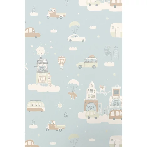 Majvillan Autók felhők között kék vlies gyerek tapéta Above The Clouds Soft Blue 53 cm X 10 m