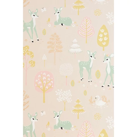 Majvillan Őzikés rózsaszín vlies gyerek tapéta Golden Woods Sweet Pink 53 cm X 10 m