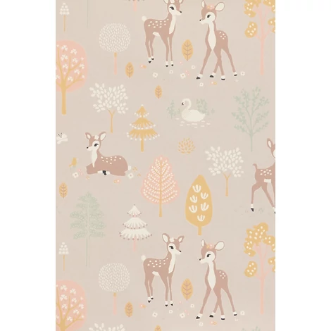 Majvillan Őzikés lila vlies gyerek tapéta Golden Woods Dusty Lilac 53 cm X 10 m