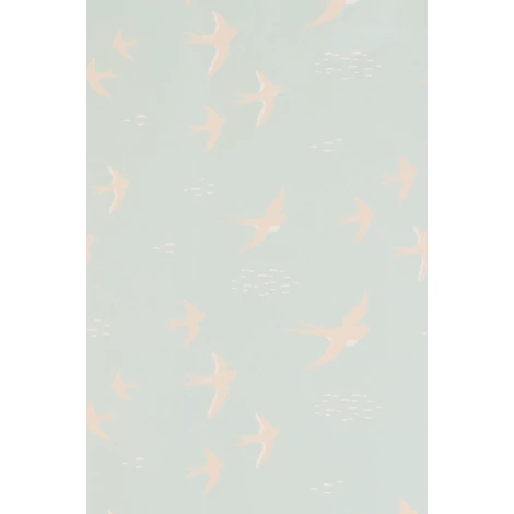 Majvillan Repülő madarak türkiz vlies tapéta Follow The Wind Dusty Turquoise 53 cm X 10 m