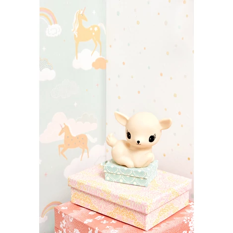 Majvillan Szivárványok és unikornisok türkiz vlies gyerek tapéta Rainbow Treasures Bubblegum Turquoise 53 cm X 10 m