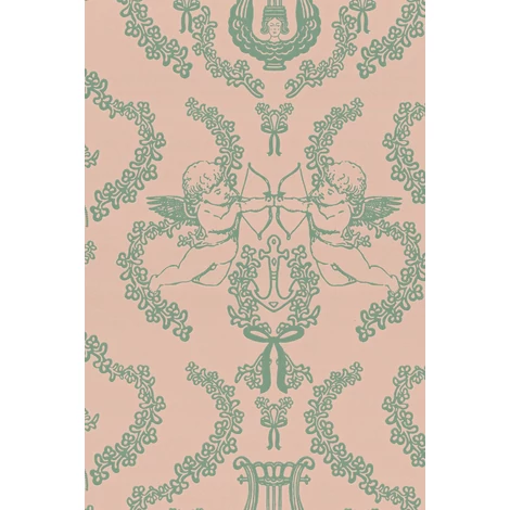 Majvillan Vintage stílusú rózsaszín vlies tapéta angyalokkal Flame Of Love Old Pink 53 cm X 10 m