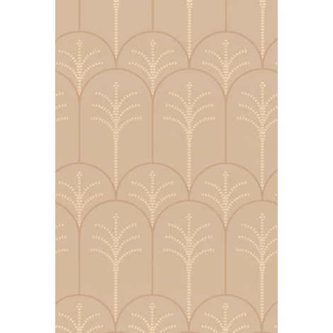 Majvillan Pálmaleveles art deco barna vlies tapéta Lolo Latte Macchiato Brown 53 cm X 10 m
