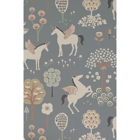 Majvillan Vidám unikornosok kék vlies gyerek tapéta True Unicorns Evening Blue 53 cm X 10 m