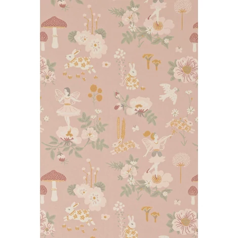 Majvillan Tündérek virágos kertben rózsaszín vlies gyerek tapéta Old Garden Dusty Rose 52 cm X 10 m