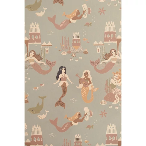 Majvillan Hableányos kék vlies gyerek tapéta Mermaid Reef Ocean Blue 53 cm X 10 m