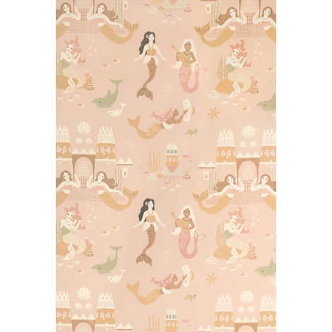 Majvillan Hableányos rózsaszín vlies gyerek tapéta Mermaid Reef Sweet Pink 53 cm X 10 m