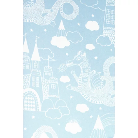 Majvillan Sárkányok és kastályok kék vlies gyerek tapéta Dragon Sky Light Blue tapéta 53 cm X 10