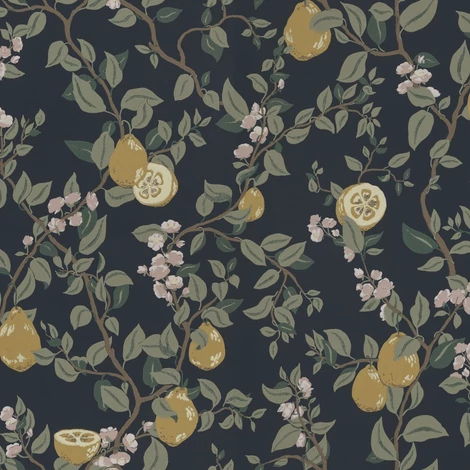 Sandberg Skandináv birsalma mintás sötétkék vlies tapéta Kvitten Midnight Blue 53 cm X 10 m