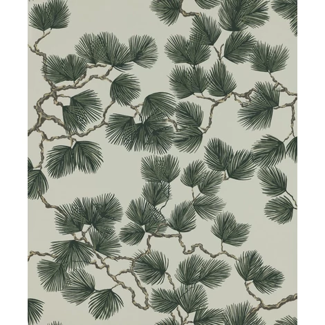 Sandberg Fenyő mintás modern zöld vlies tapéta Pine Green 53 cm X 10 m