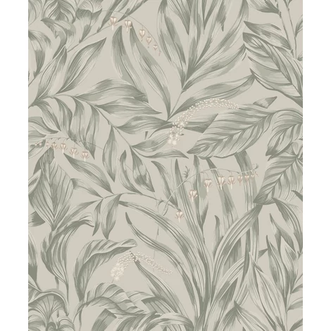 Sandberg Elegáns virágos zöld-bézs vlies tapéta Elin Sage Green 53 cm X 10 m