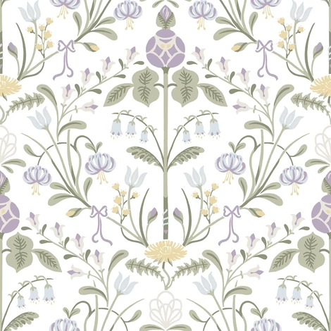 Sandberg Art nouveau stílusú lila vlies tapéta Till Carl Lilac 53 cm X 10 m