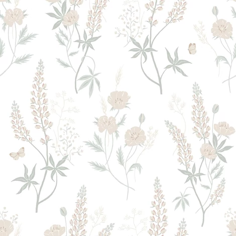 Sandberg Pipacsos skandináv pasztell zöld vlies tapéta Emma Pastel 53 cm X 10 m