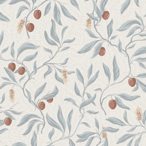 Sandberg Gyümölcs mintás klasszikus kék vlies tapéta Vinnie Misty Blue 53 cm X 10 m