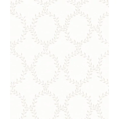Sandberg Babérkoszorú mintás klasszikus törtfehér vlies tapéta Wilma Eggshell 53 cm X 10 m