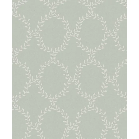 Sandberg Babérkoszorú mintás klasszikus zöld vlies tapéta Wilma Sage Green 53 cm X 10 m