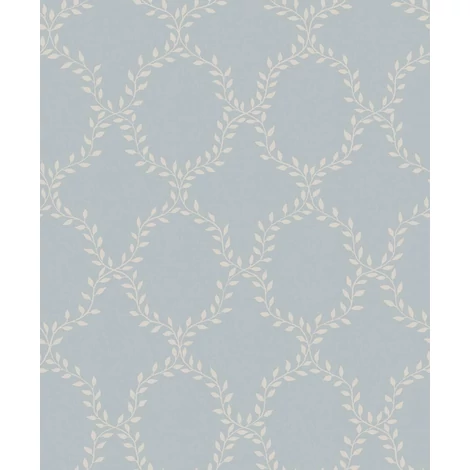 Sandberg Babérkoszorú mintás klasszikus kék vlies tapéta Wilma Misty Blue 53 cm X 10 m