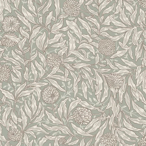 Sandberg Botanikai mintás zöld vlies tapéta Olof Sage Green 53 cm X 10 m
