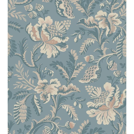 Sandberg Klasszikus virágos kék vlies tapéta Daphne Misty Blue 53 cm X 10 m