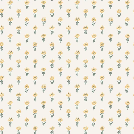 Sandberg Skandináv apró virágos sárga vlies tapéta Betty Yellow 53 cm X 10 m