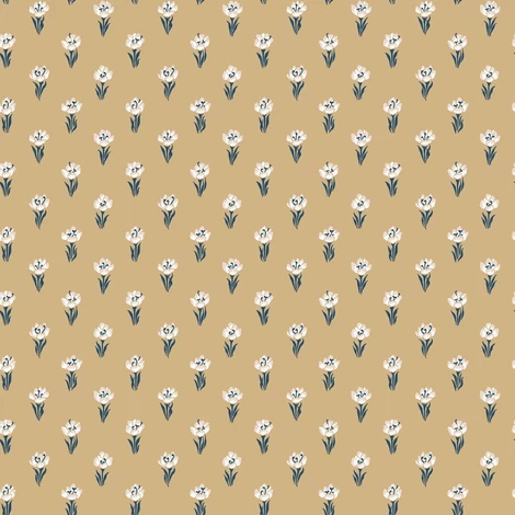 Sandberg Skandináv apró virágos mézsárga vlies tapéta Betty Honey 53 cm X 10 m