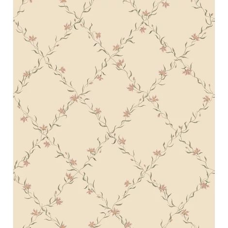 Sandberg Virágos rácsos klasszikus rózsaszín vlies tapéta Ewa Dusty Pink 53 cm X 10 m