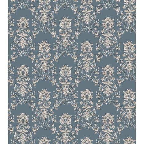 Sandberg Klasszikus rózsacsokros kék vlies tapéta Alva Indigo Blue 53 cm X 10 m